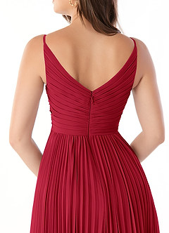 Azazie Raychelle Bridesmaid Dresses Scarlet A-Line V-Neck Chiffon Dress image3
