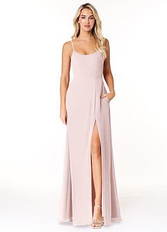 Azazie Moira Bridesmaid Dresses Blushing Pink A-Line Scoop Chiffon Dress image1