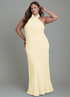 Azazie Velli Bridesmaid Dresses Lemon Sorbet Mermaid High Neck Chiffon Dress image10