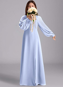 Azazie Bondi Junior A-Linie Blouson Chiffon Kleid Eis image1