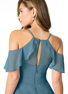 Azazie Dakota Bridesmaid Dresses Bermuda A-Line V-Neck Pleated Chiffon Dress image8