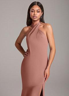 Azazie Lorena Bridesmaid Dresses Cedar Rose Mermaid Pleated Chiffon Dress image2