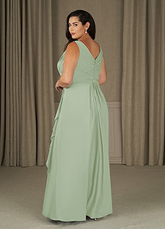 Azazie Evy Abiti per la Madre della Sposa Abito A-Line in Chiffon Elasticizzato Plissettato Verde Salvia image7