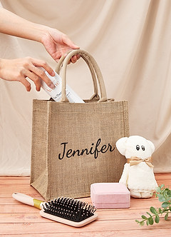 front Custom Name Bride Jute Backpack