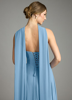 Azazie Ayla Abiti da Damigella Abito A-Line in Chiffon Scollo a Cuore Blu Acciaio image10