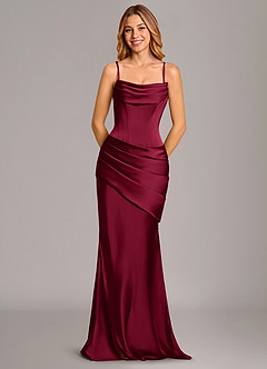 Azazie Pelagia Bridesmaid Dresses Burgundy Mermaid Corset Stretch Satin Convertible Dress image6