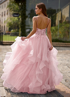 Spitze Pink Sheer Lace Prom Dress image2