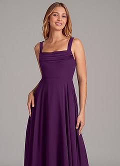 Azazie Shaude Bridesmaid Dresses Grape A-Line Pleated Chiffon Dress image5