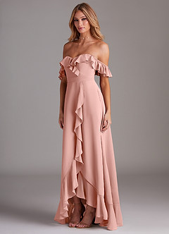 Azazie Lyra Bridesmaid Dresses Rosette A-Line Chiffon Convertible Dress image5