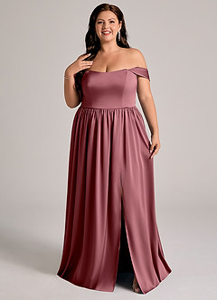 Azazie Calianna Bridesmaid Dresses Desert Rose A-Line Off the Shoulder Stretch Satin Convertible Dress image8