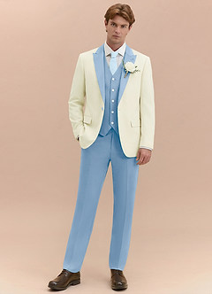 front Adrian Sky Blue Shawl Lapel Structured Stretch Tuxedo Jacket