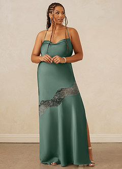 Christian Siriano Bridal for Azazie 1012 Bridesmaid Dresses Eucalyptus Sheath Lace Stretch Satin Dress image8