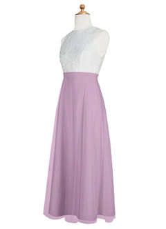 Azazie Albertine A-Line Lace Tulle Floor-Length Junior Bridesmaid Dress image9
