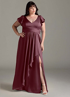 Azazie Omari Vestidos de damas de honor Vestido de Sangrado de Satén Elástico de Corte en A image10