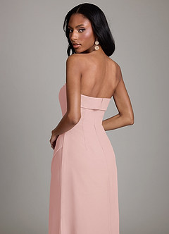 Azazie Aretha Final Sale Dusty Blue A-Line Strapless Chiffon Dress image4
