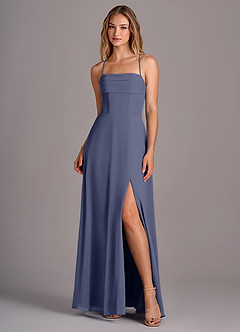 Azazie Carolyn Bridesmaid Dresses Stormy A-Line Pleated Chiffon Dress image1