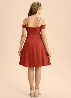 Azazie Anselie Junior A-Linie Plissee Stretch-Satin Kleid Rost image2