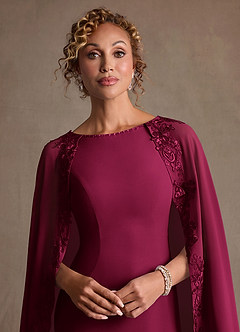 Azazie Artemisia Mother of the Bride Dresses Burgundy Sheath Lace Chiffon Dress image7