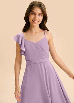 Azazie Kelsea Junior Klä av A-Line i Chiffong Rynkad image7