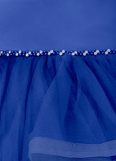Azazie Sofia Flower Girl Dresses Royal Blue A-Line Beaded Tulle Dress image4