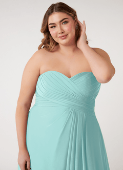 Azazie Arabella Allure Bridesmaid Dresses Aqua A-Line Sweetheart Neckline Chiffon Convertible Dress image18
