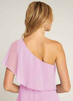 Azazie Lizzy Bridesmaid Dresses Candy Pink A-Line One Shoulder Chiffon Dress image3