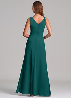 Azazie Nerine Brudtärnklänningar Klä av A-Linje i Chiffong Plisserad Påfågelblå image5