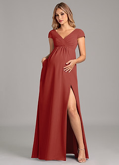 Azazie Allessia Maternity Bridesmaid Dresses A-Line Pleated Chiffon Floor-Length Dress image3