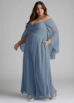 Azazie Cienna Bridesmaid Dresses Twilight A-Line Off the Shoulder Chiffon Dress image10
