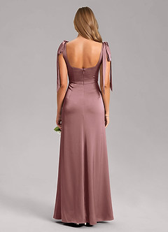Azazie Frostine Bridesmaid Dresses Vintage Mauve A-Line Bow Stretch Satin Dress image8