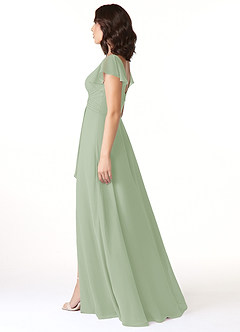 Azazie Omari Bridesmaid Dresses Dusty Sage A-Line Chiffon Dress image3