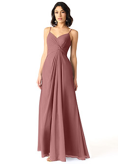 Azazie Aubrielle Bridesmaid Dresses Desert Rose A-Line Pleated Chiffon Dress image3