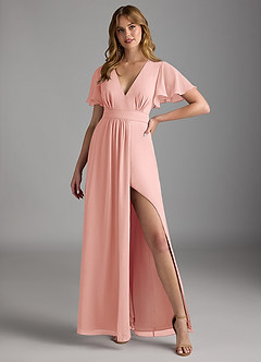 Azazie Zaniah Bridesmaid Dresses Rosette A-Line Chiffon Dress image4