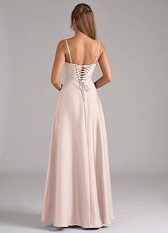 Azazie Valentine Jurken voor bruidsmeisjes Jurk van Stretch Satijn met A-Lijn Korset Blozend Roze image5