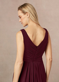Azazie Evy Abiti per la Madre della Sposa Abito A-Line in Chiffon Elasticizzato Plissettato Cabernet image5
