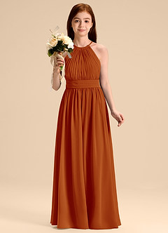Azazie Malone Junior Paprika A-Line Pleated Chiffon Dress image4
