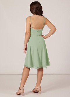 Azazie Kalie Junior Dusty Sage A-Line with Belt Chiffon Dress image4