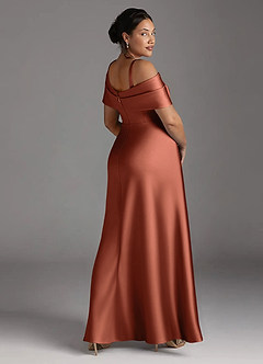 Azazie Milton Mother of the Bride Dresses Clay A-Line Pleated Stretch Satin Dress image12