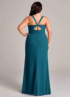Azazie Mero Bridesmaid Dresses Ink Blue Sheath Pleated Chiffon Dress image10