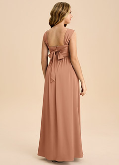 Azazie Hattie Junior Bronzer A-Line Pleated Stretch Satin Dress image7