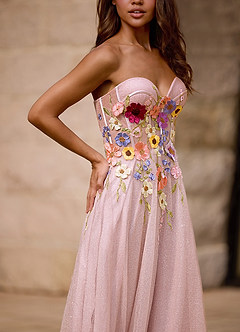 Broderie Rosa Grisácea Vestido de fiesta con hombros descubiertos image5