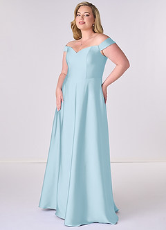 Barbie ♥ Azazie Bridesmaid Dresses Sky Blue A-Line Off the Shoulder Stretch Satin Convertible Dress image9