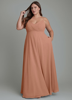 Azazie Amani Bridesmaid Dresses Bronzer A-Line Pleated Chiffon Dress image9