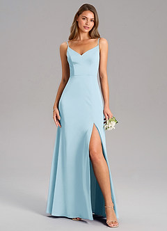 Azazie Talina Bridesmaid Dresses Sky Blue A-Line Stretch Satin Dress image5