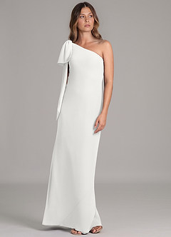 Azazie Capri Bridesmaid Dresses White A-Line One Shoulder Chiffon Dress image5