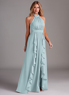 Azazie Avary Bridesmaid Dresses Mist A-Line Pleated Chiffon Dress image5