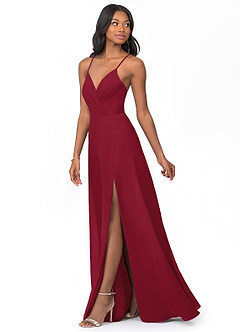 Azazie Everleigh Bridesmaid Dresses Burgundy A-Line Sweetheart Pleated Chiffon Dress image6