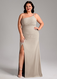 Azazie Eren Bridesmaid Dresses Frost Sheath One Shoulder Chiffon Dress image8