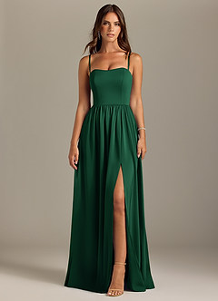 Azazie Calianna Bridesmaid Dresses Dark Green A-Line Off the Shoulder Stretch Satin Convertible Dress image9
