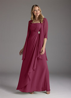 Azazie Weisz Mother of the Bride Dresses Mulberry A-Line Square Neckline Pleated Chiffon Dress image1